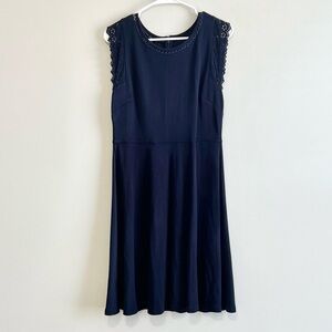 Talbots Sleeveless Crochet Trim A-Line Dress